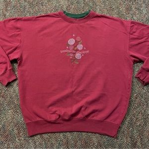 Vintage 90s Grandma Floral Embroidered Sweatshirt Size Large
